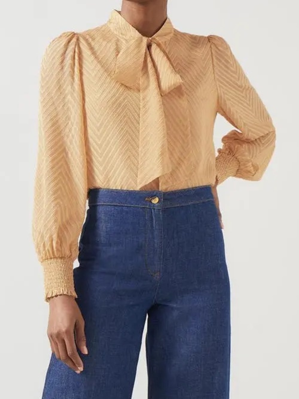 LK Bennett Polly Long Sleeve Silk Blend Devoré Top NWT - Picture 2 of 6